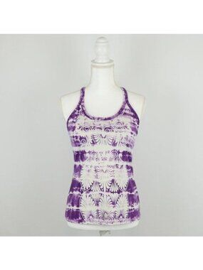 Athleta Women's Small Purple & White Tie Dye Racerback Athletic Support Tank Top